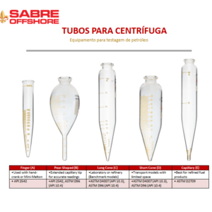 TUBO CÔNICO 100 ml PARA CENTRÍFUGA - TESTE DE BSW & INTEMPERISMO: ASTM (D-91, D-96, D96) COM CERTIFICADO DE CALIBRAÇÃO RBC - SABRE OFFSHORE